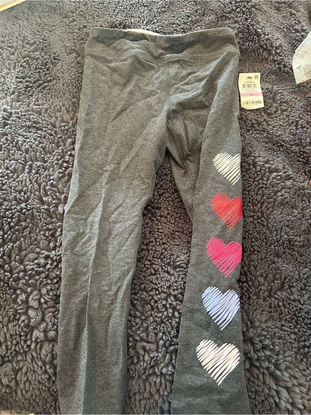 Ideology Girls' Gray Leggings with Multicolor Heart Stripe